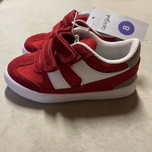 CAT & JACK Toddler Sport Stripe Velcro Red Shoe, 8